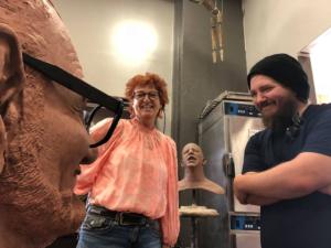 Kyle Roberts and Suzanne Desroche Romero refine the George bust